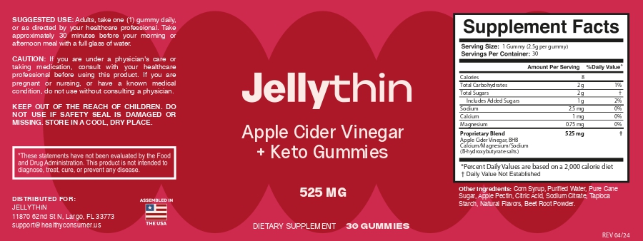 JellyThin Supplement Facts