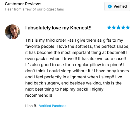 KneNest Knee Pillow customer reviews