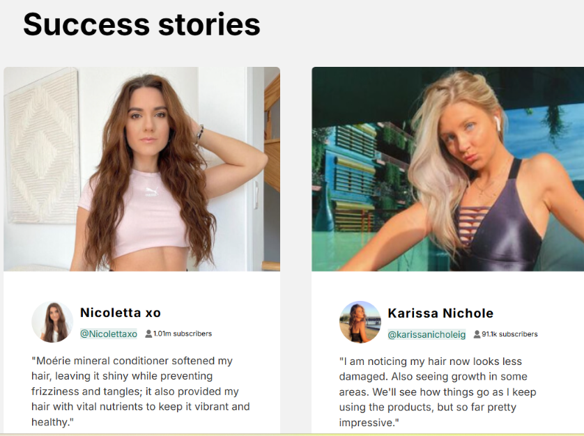 Moerie Haircare Set Success Stories