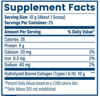 Nativepath Native Collagen supllement facts