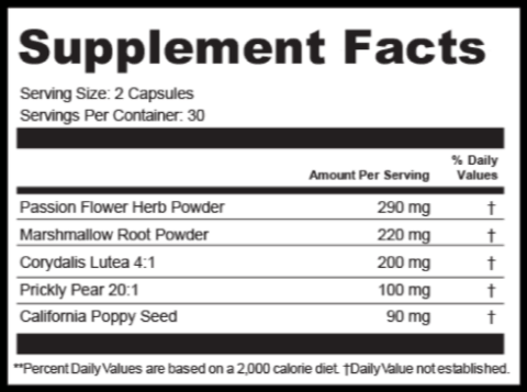 NerveReset Supplement facts