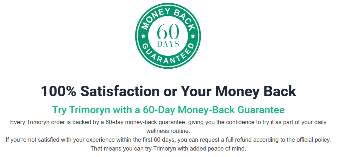 Trimoryn money back guarante