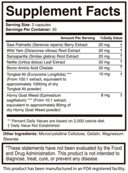 VigorRise Supplement-Facts