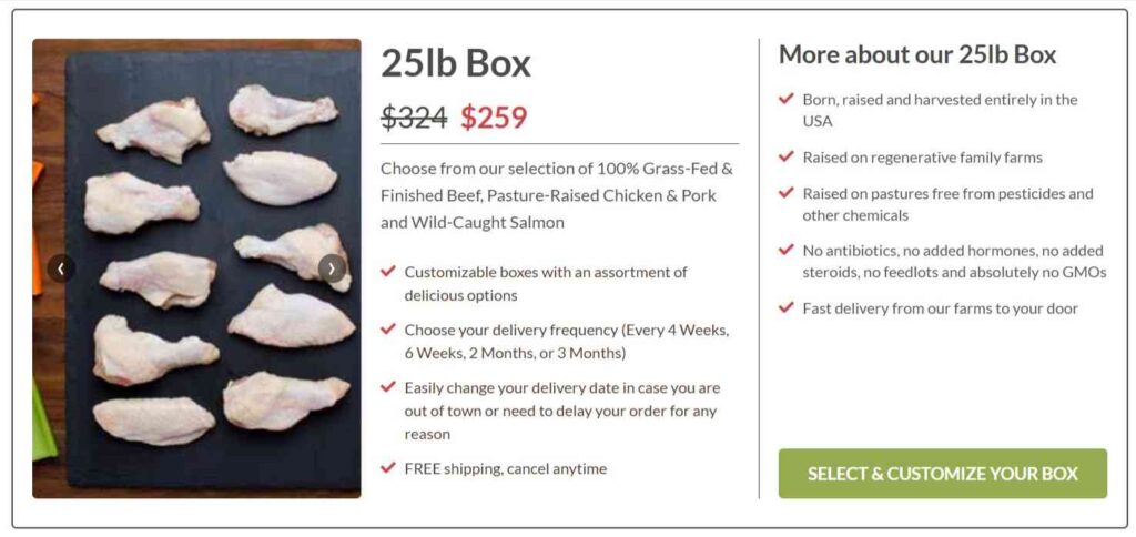Wild Pastures Meat Subscription Box prices