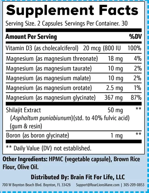 Dr. Love's MagneSleep Supplement Facts