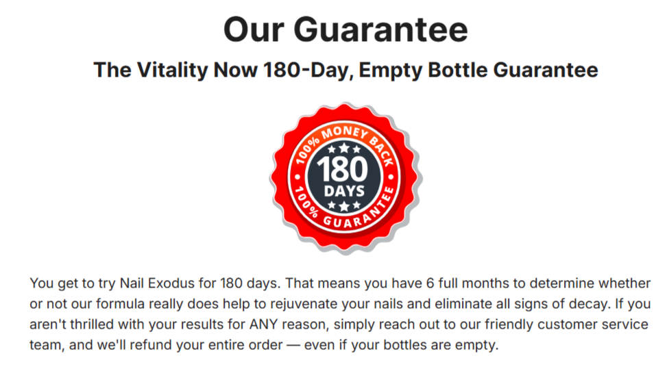 Nail Exodus money back guarantee
