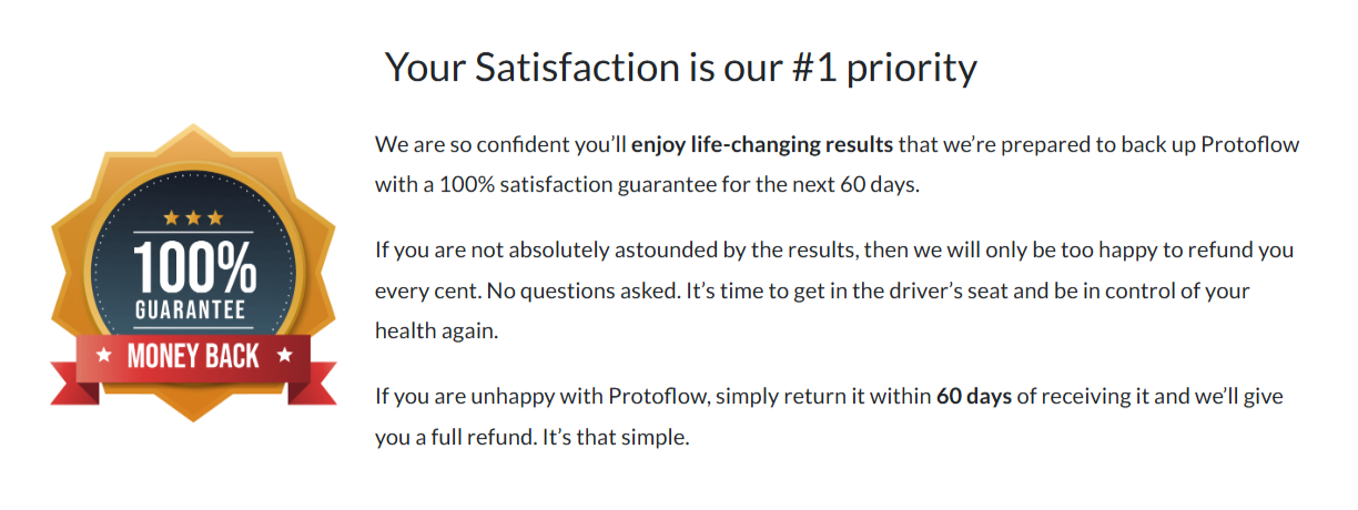 ProtoFlow money back guarantee