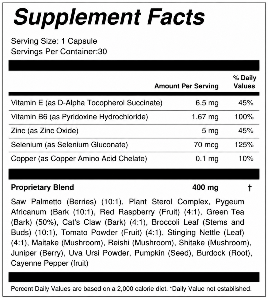 Urovance Supplement Facts