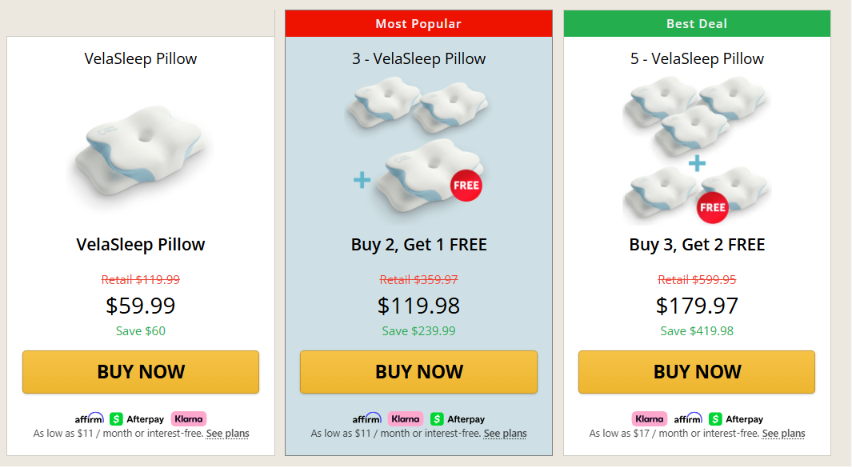VelaSleep Pricing