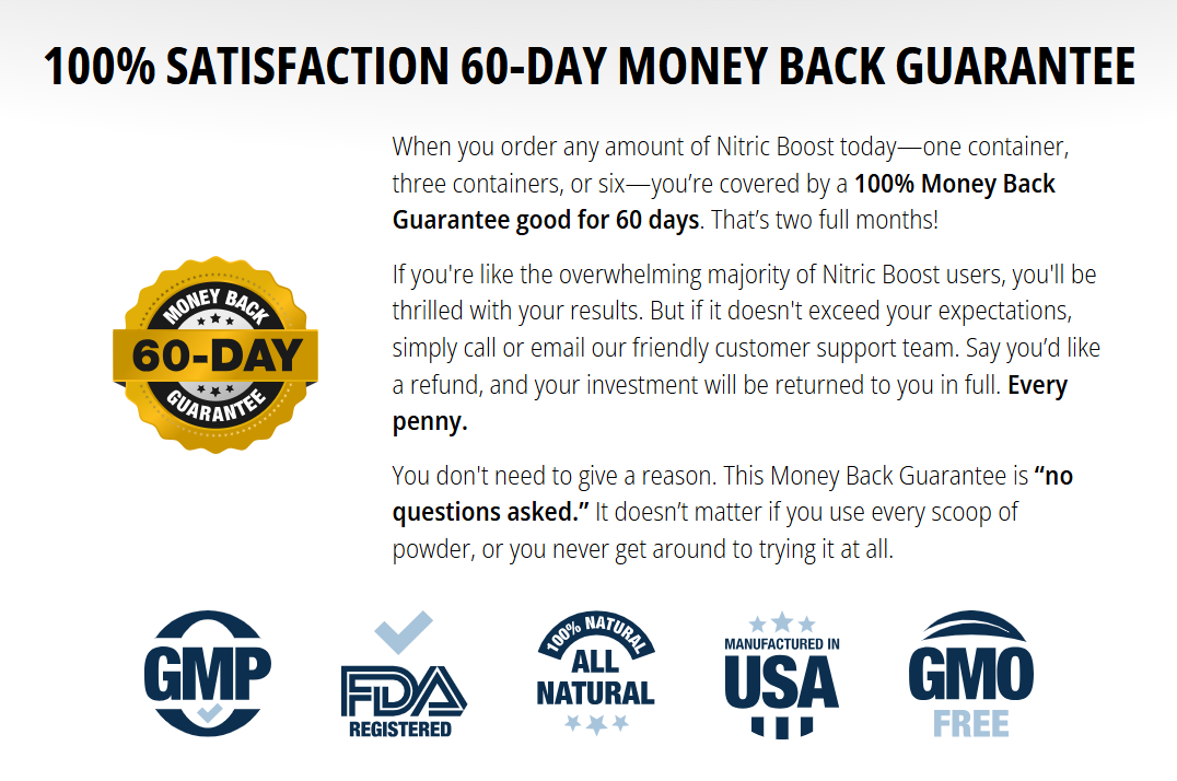 Nitric Boost Ultra money back guarantee
