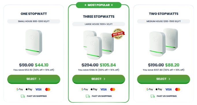 Stopwatt Electricity-Saving Box pricing details