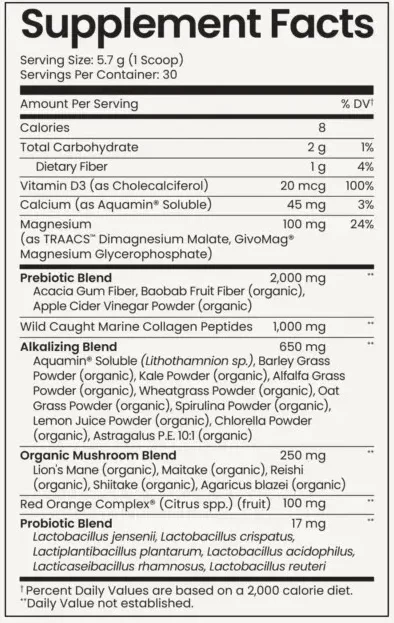 Terra Mare Morning Restore Supplement Facts