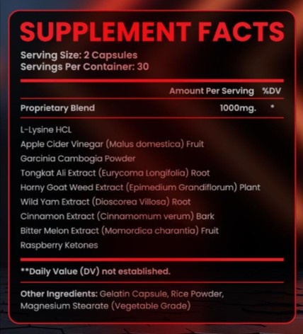 TurboMan supplement facts