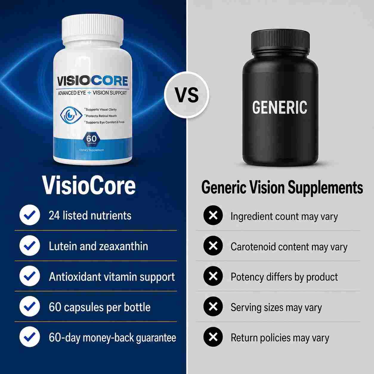 VisioCore vs. Generic Vision Supplements
