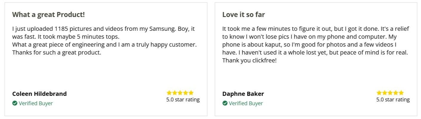 Clickfree Customer Reviews