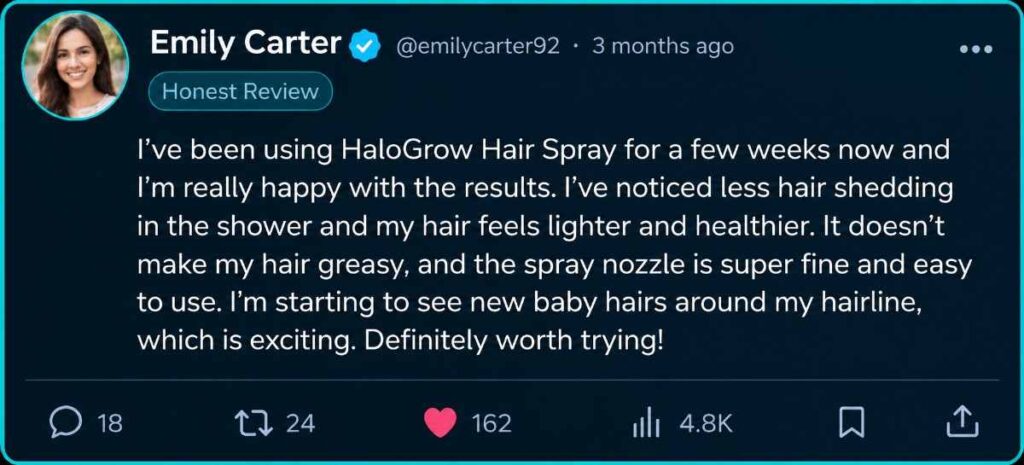 HaloGrow Hair Spray customer review 3