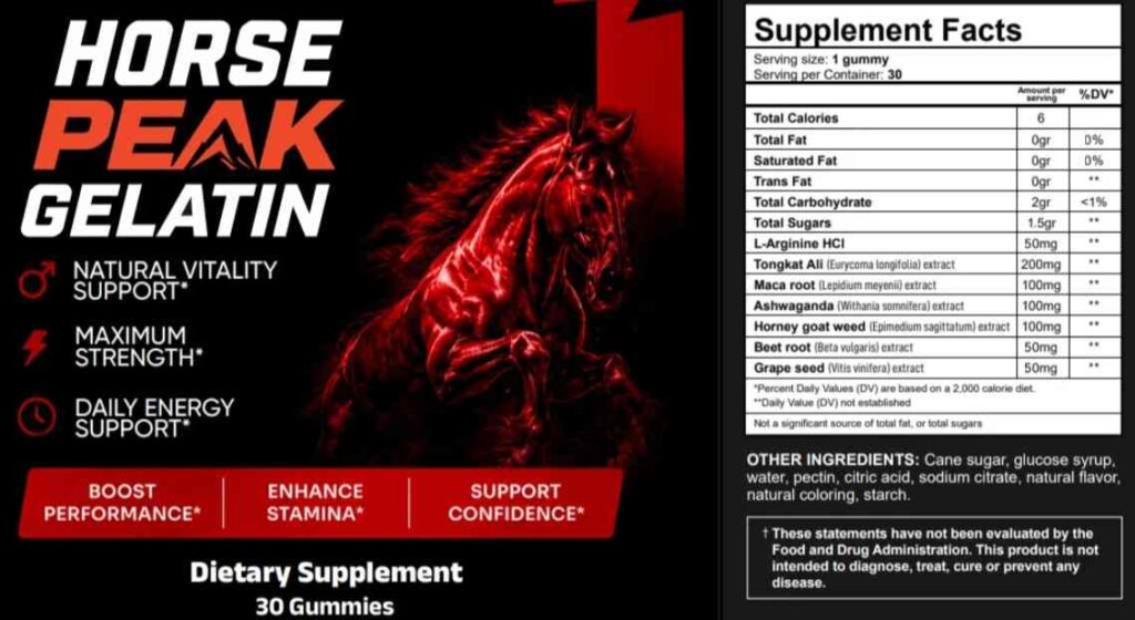 Horse Peak Gelatin supplement facts