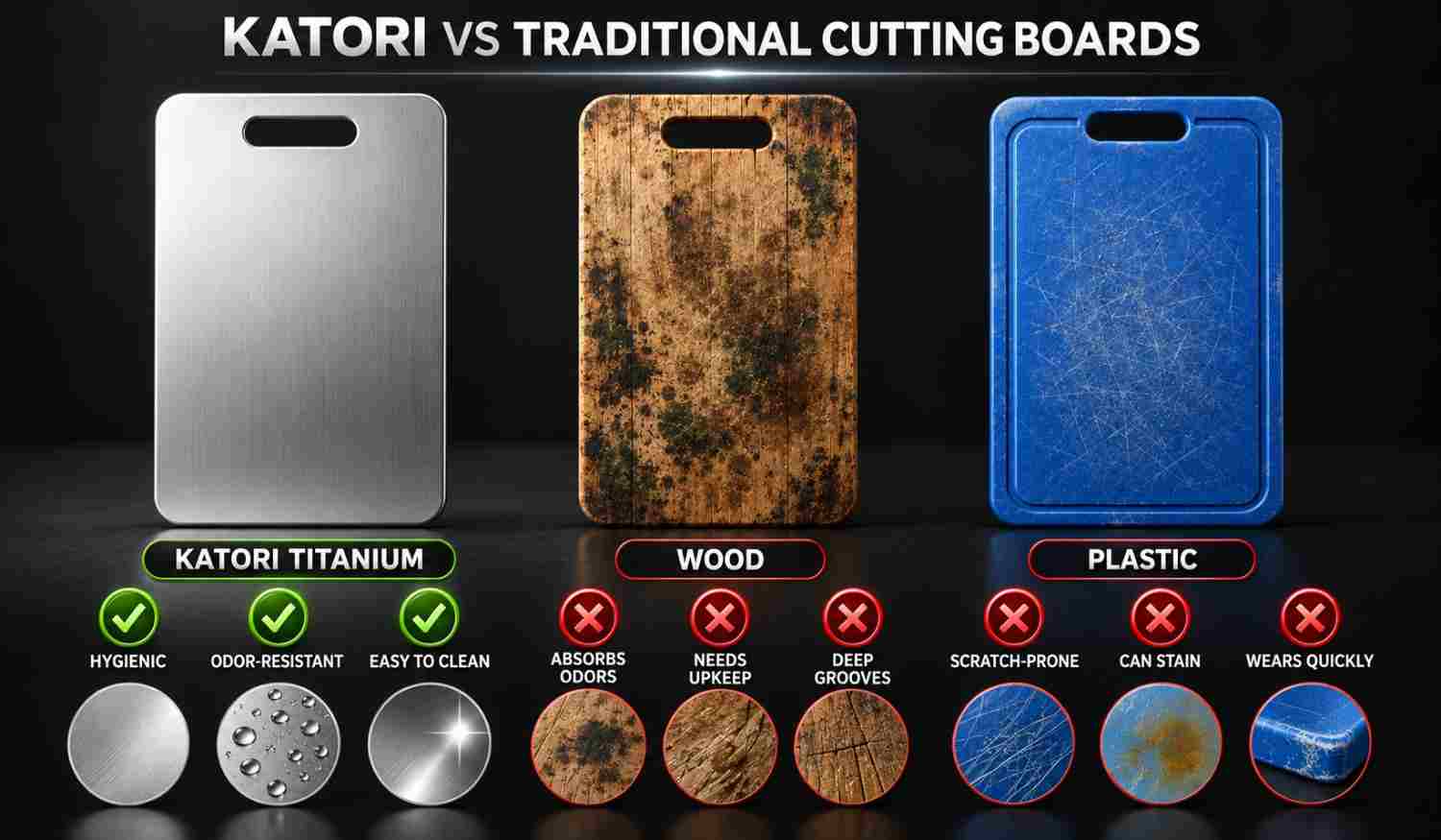Katori Titanium Cutting Board Vs Traditional Board