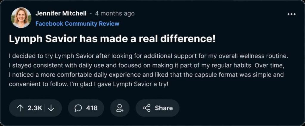 Lymph Savior customer