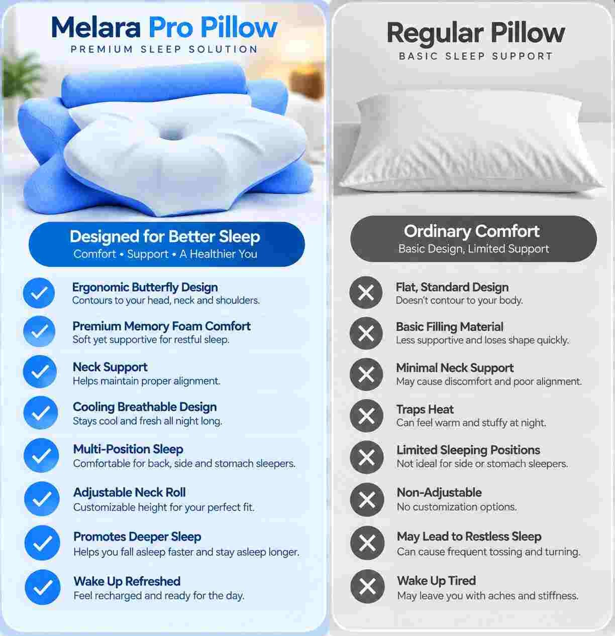 Melara Pro Pillow vs others pillow