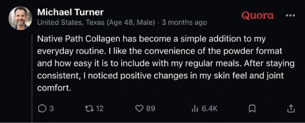 Native Path Collagen customer