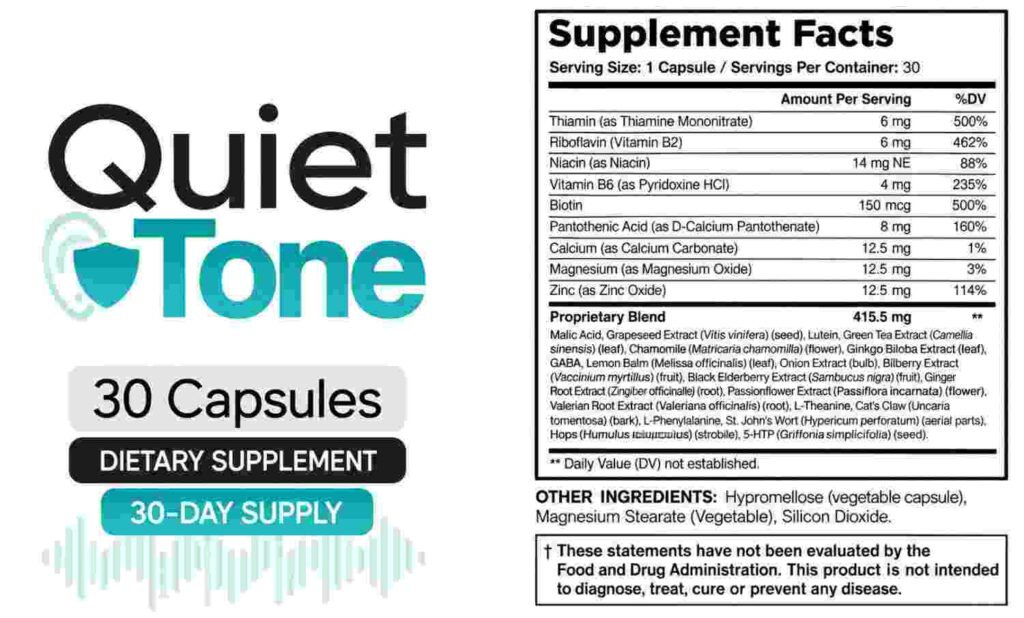 Quiet Tone Supplement Facts
