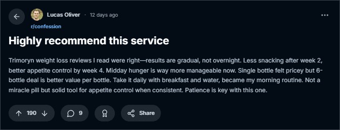 Trimoryn customer feedback
