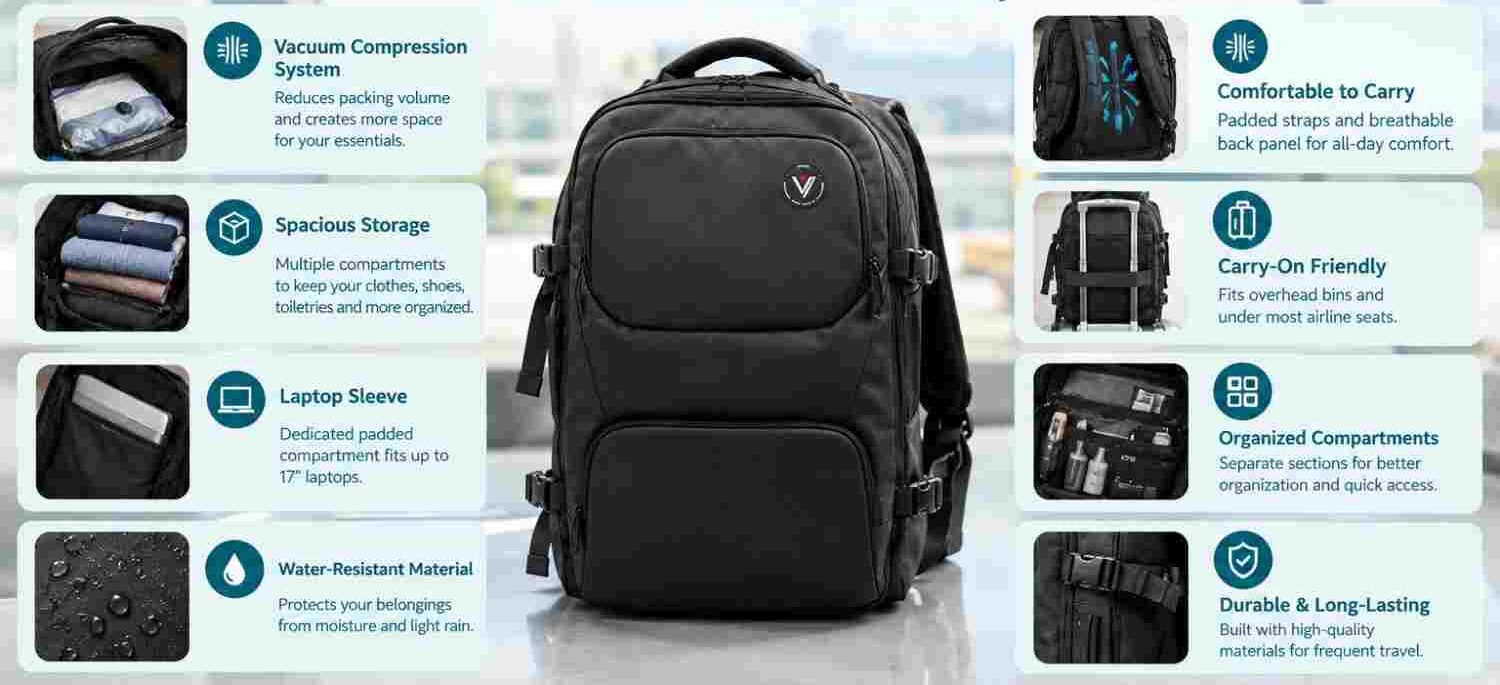 Voyge Travel Backpack Travel Bag Features