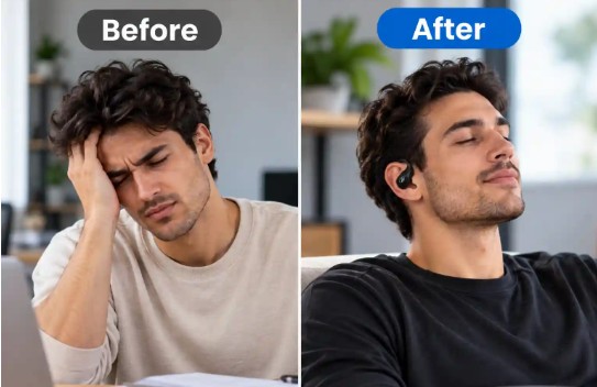 WallaBuds Clip Open Ear Before and after