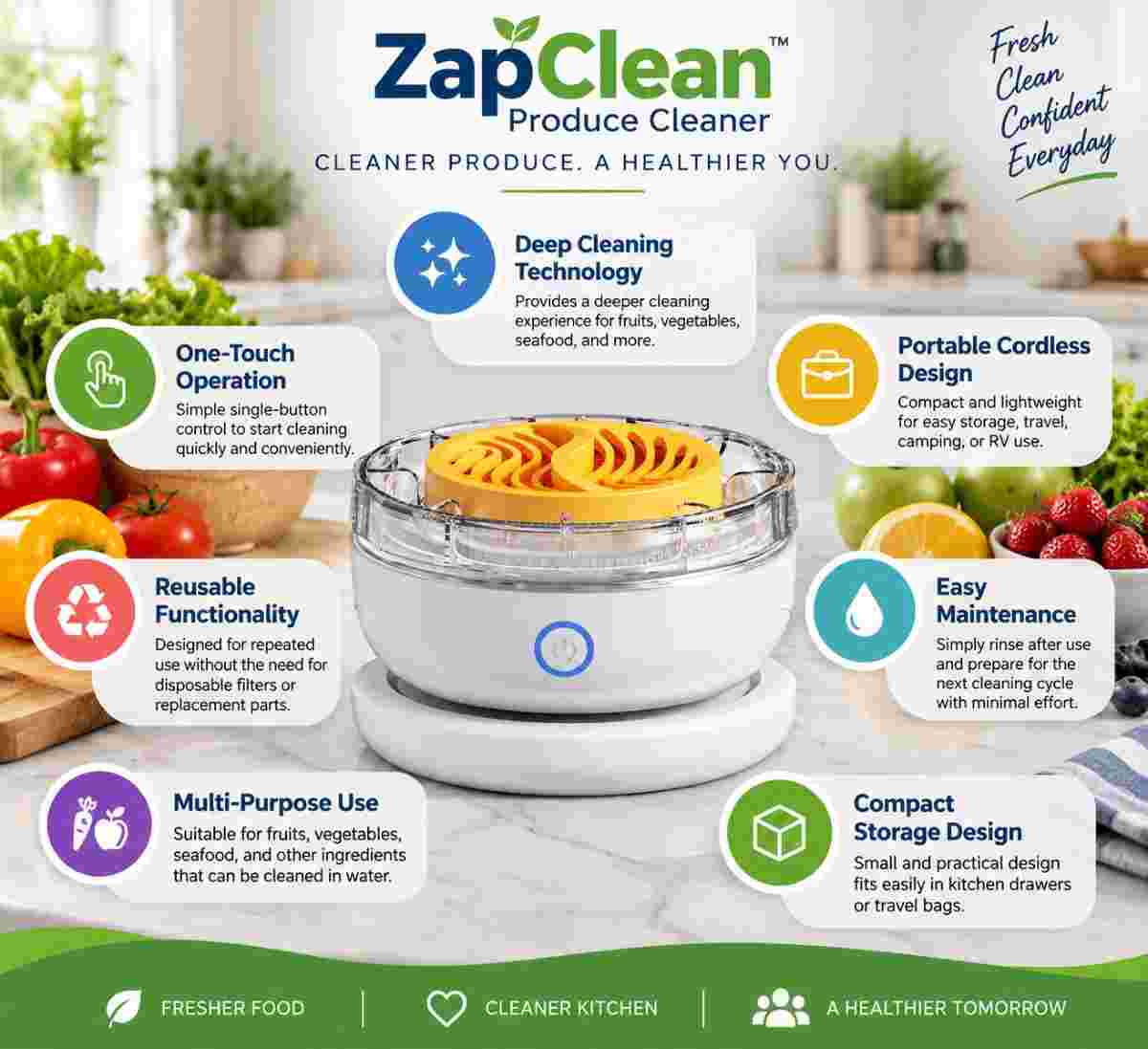 zapclean produce cleaner features