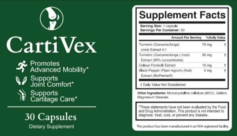 CartiVex supplement facts