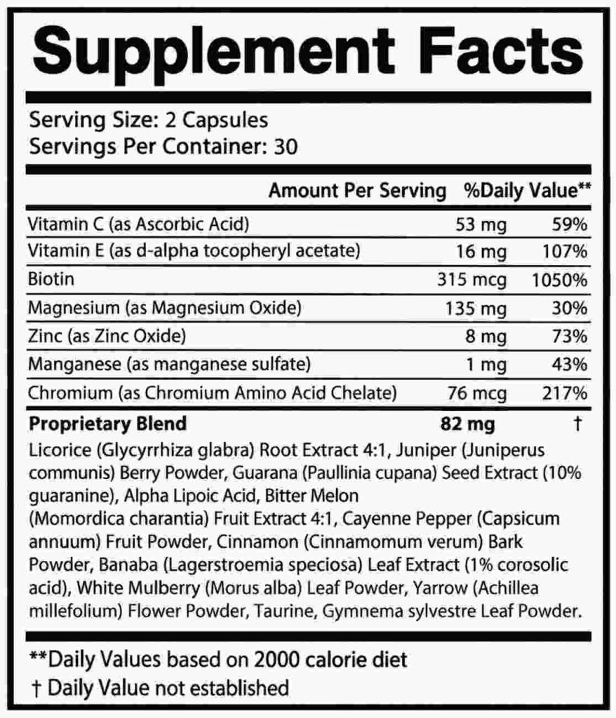 Sugar Pure supplement facts