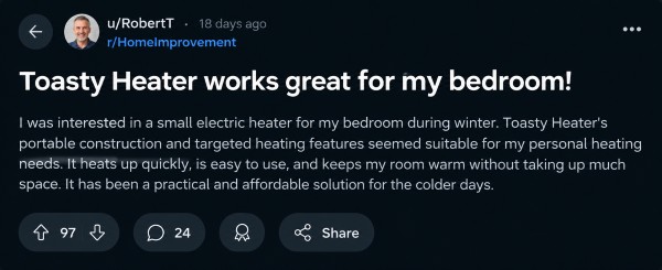 Toasty Heater cus2