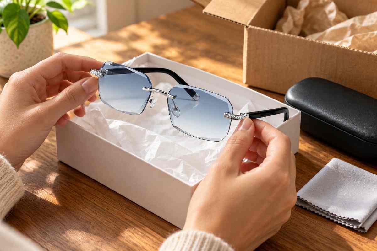Unboxing rimless glasses at home-50kb