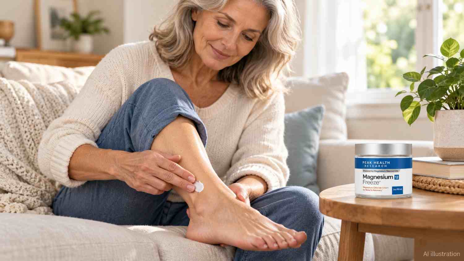 Woman Gently Applies Cream Beside Magnesium Freeze